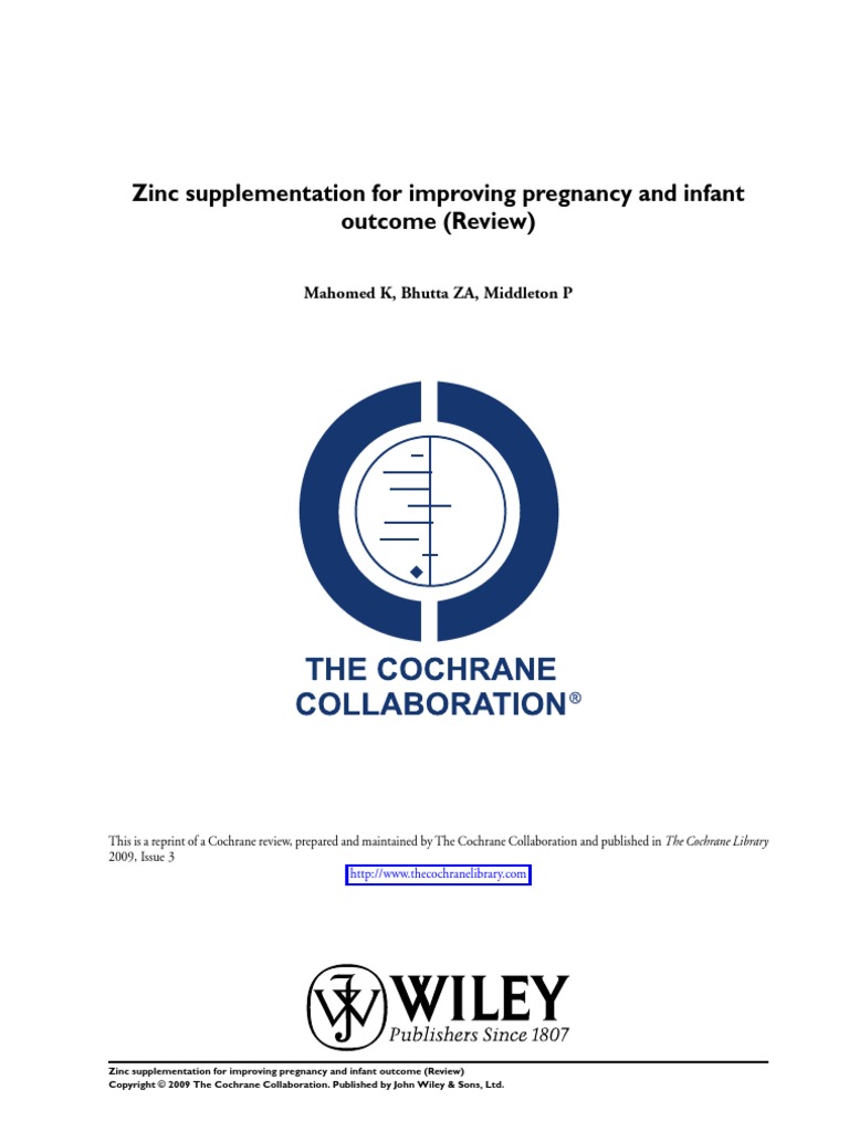 Zinc Supplementation For Improving Pregnancy and Infant | PDF