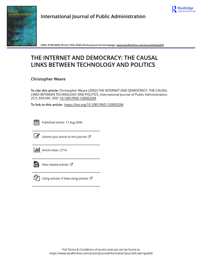 The Internet and Democracy The Causal Links Between Technology and ...