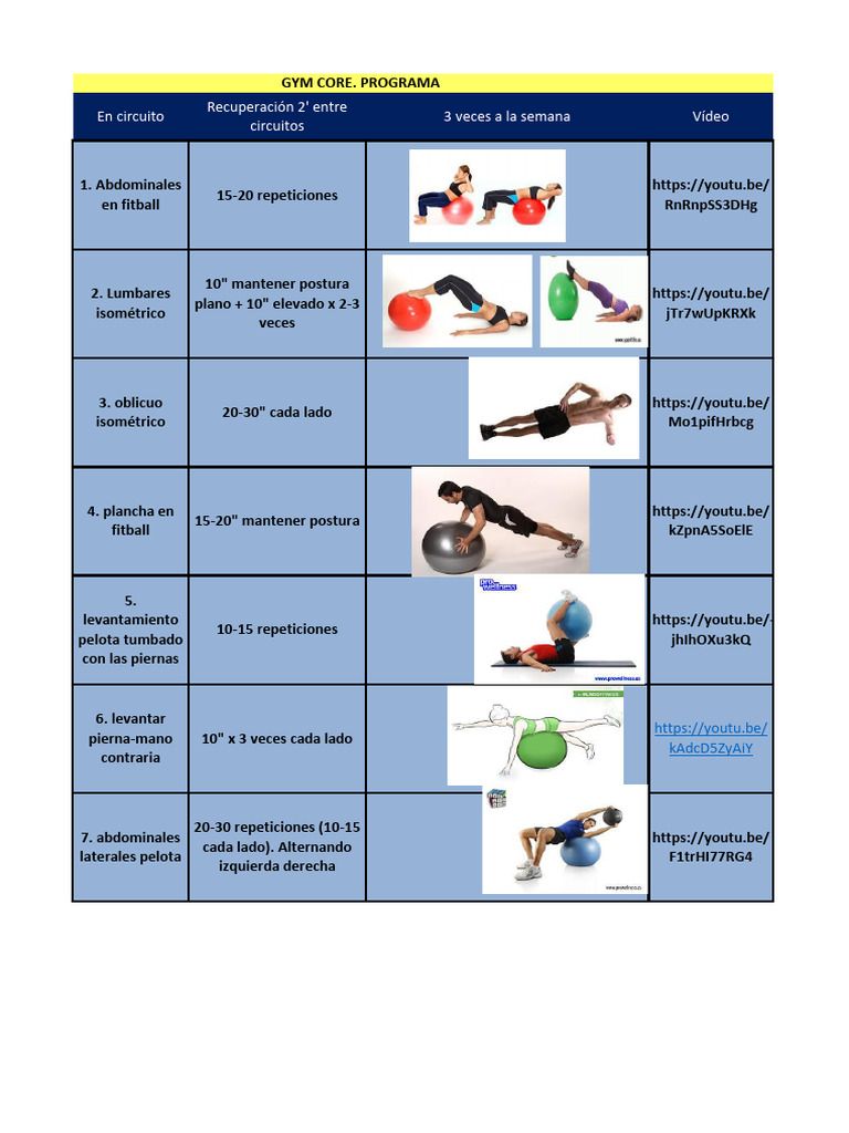 Programa de Ejercicios de Core en Circuito | PDF