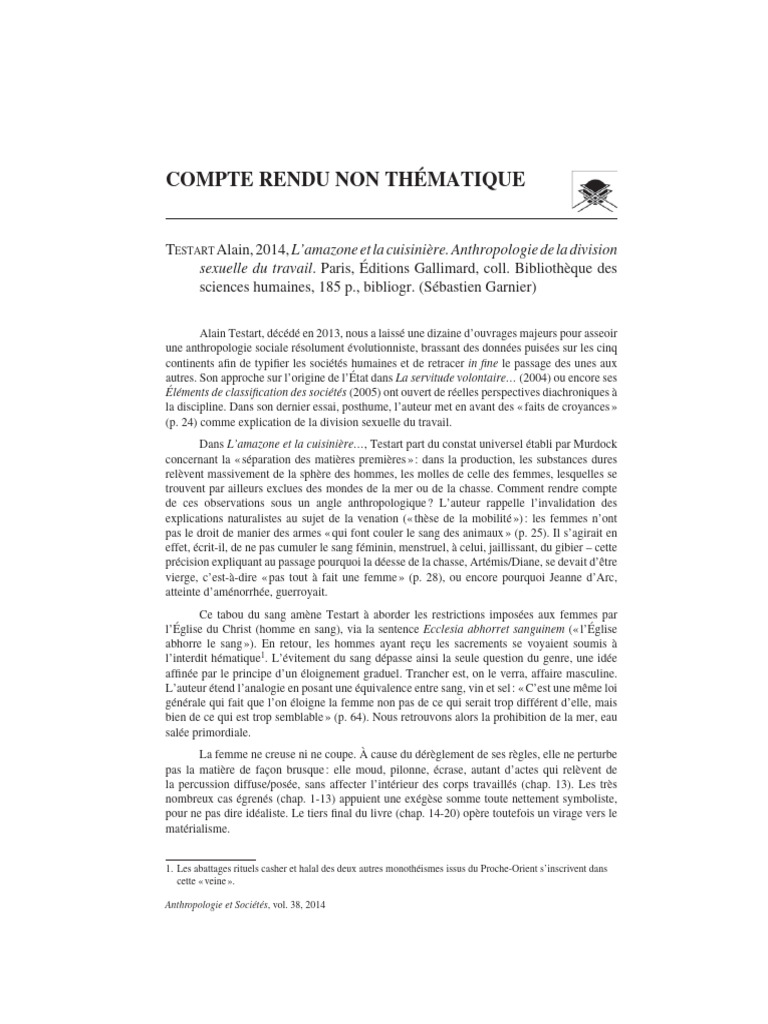 Division sexuelle du travail en anthropologie | PDF | Anthropologie