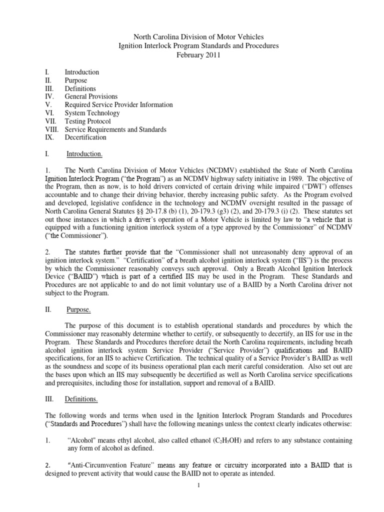Ignition Interlock Program Standards and Procedures | PDF
