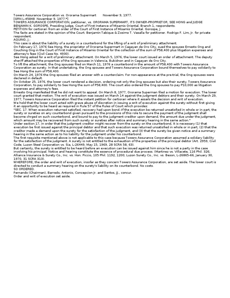 Surety Liability in Counterbond Case | PDF | Law
