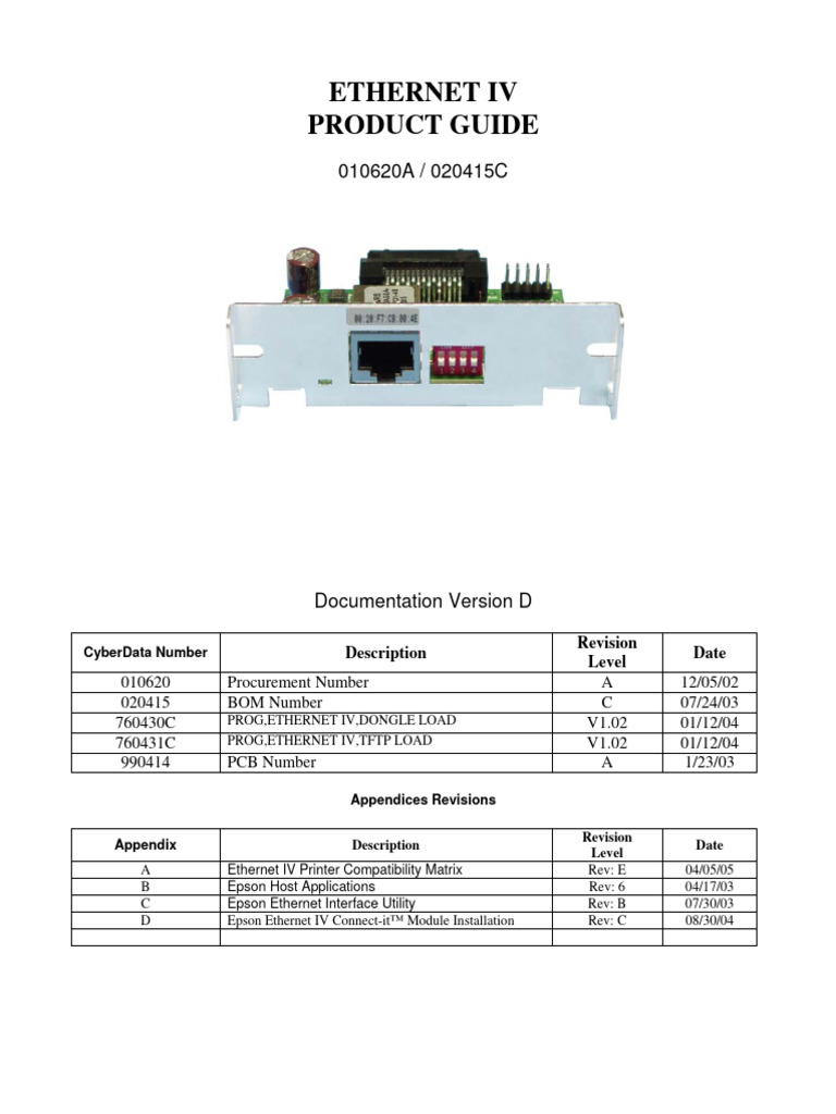 Ethernet IV Product Guide Rev D | PDF | Port (Computer Networking) | Ip ...