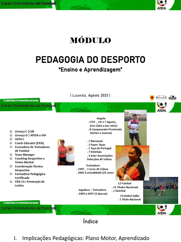 Curso de Pedagogia do Desporto em Luanda | PDF | Pedagogia | Aprendizado