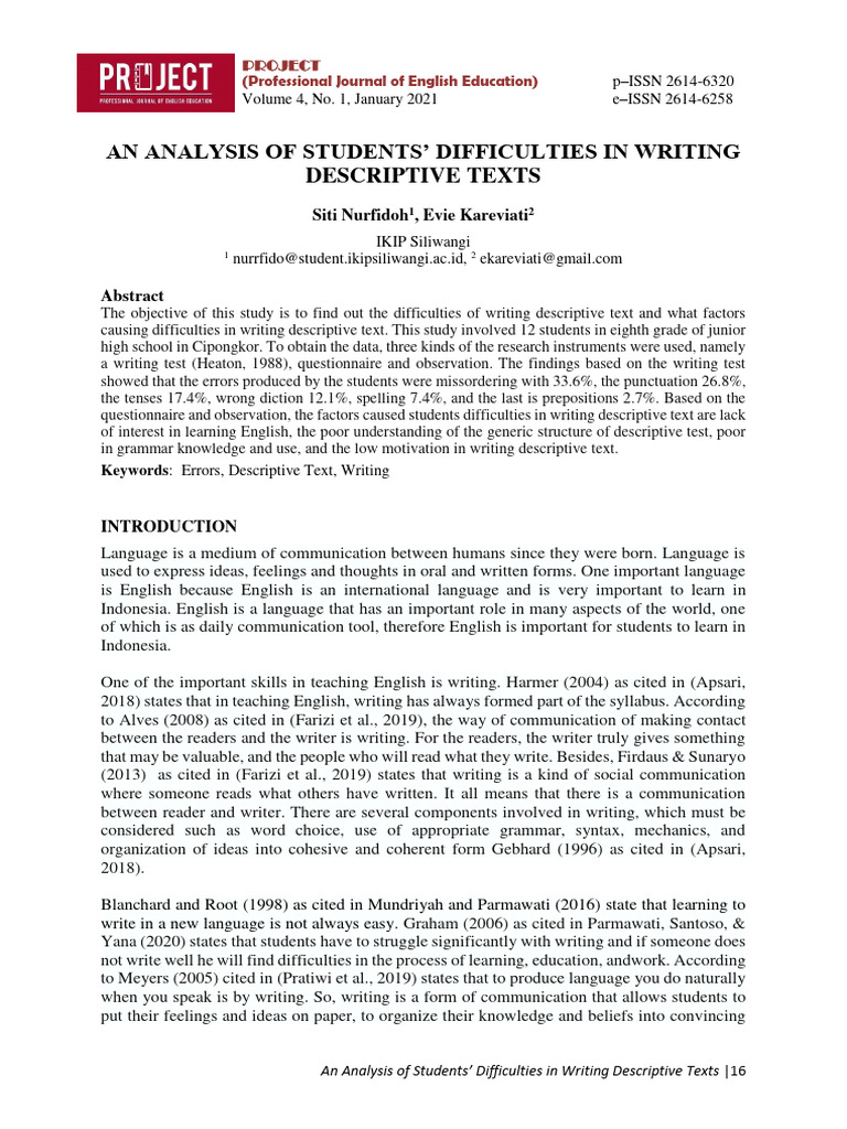 An Analysis of Students Difficulties in Writing | PDF | English ...