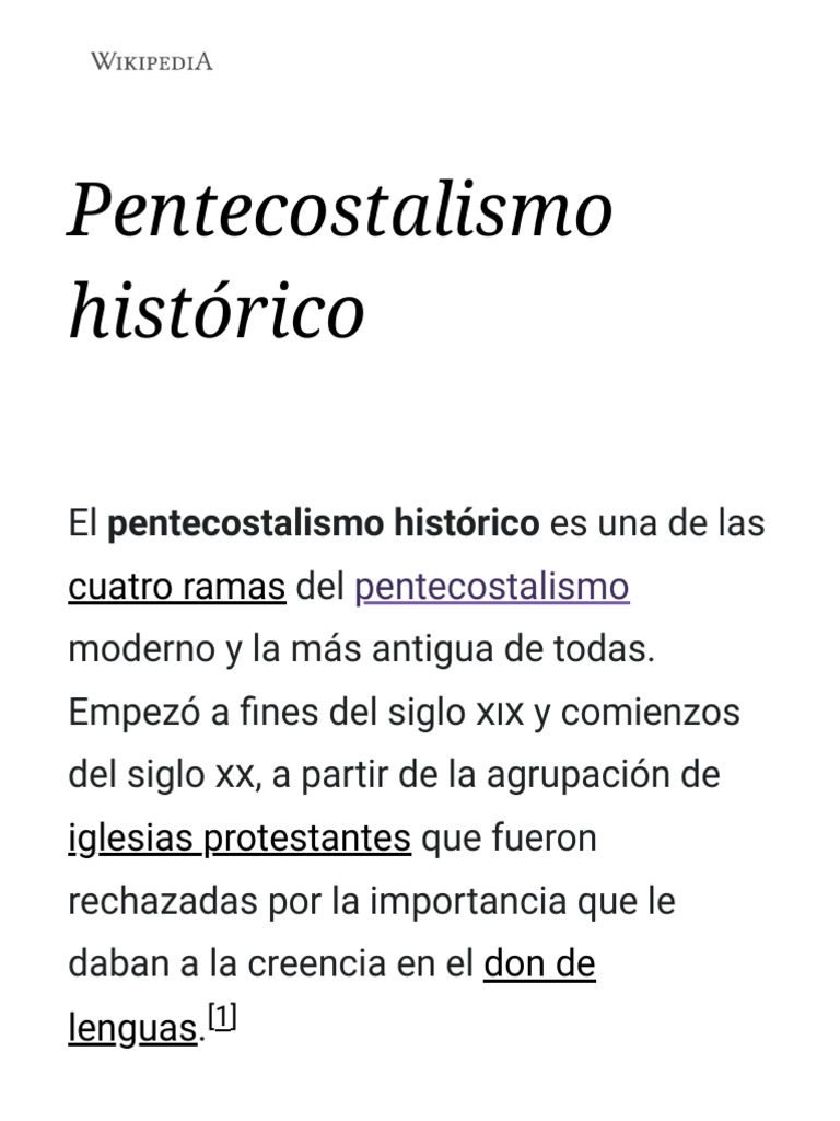 Historia del Pentecostalismo Histórico | PDF | Pentecostalismo ...