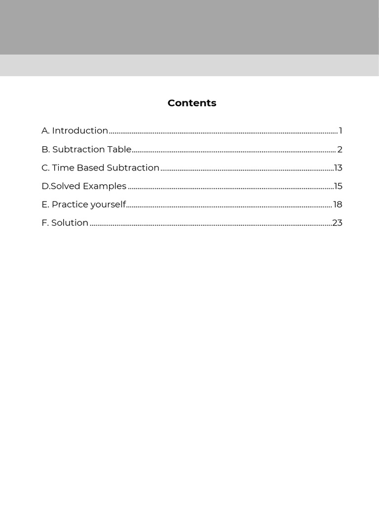 Subtraction Techniques and Practice Guide | PDF | Subtraction ...