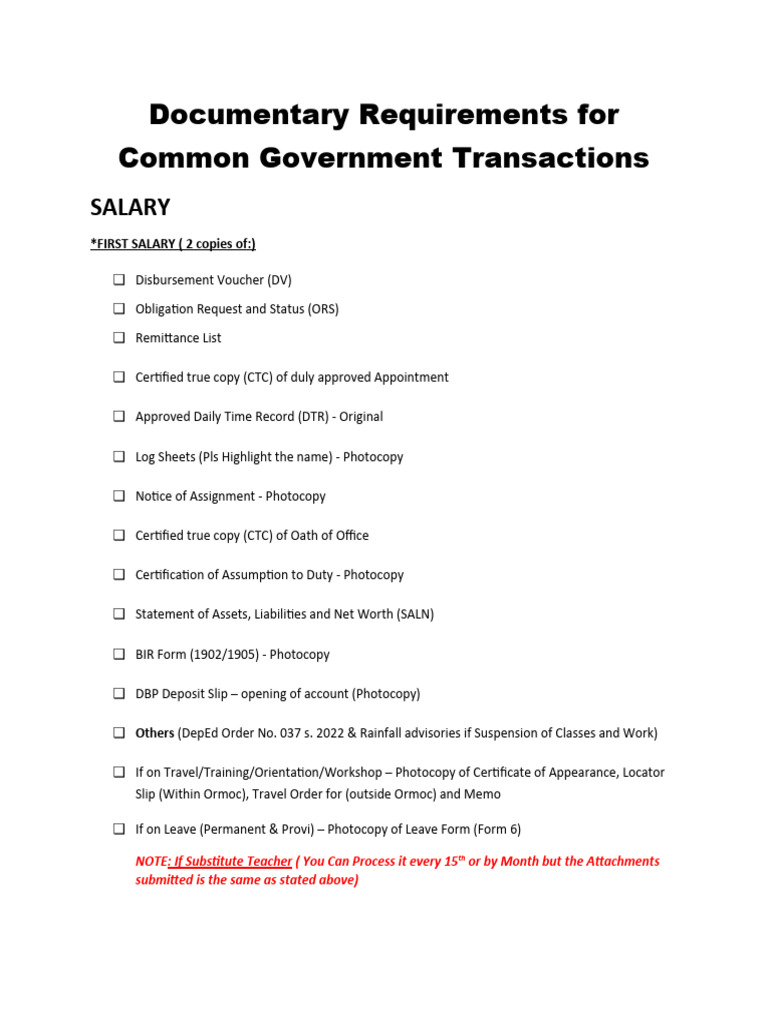 Documentary-Requirements-for-Common-Government-Transactions 2024 | PDF ...