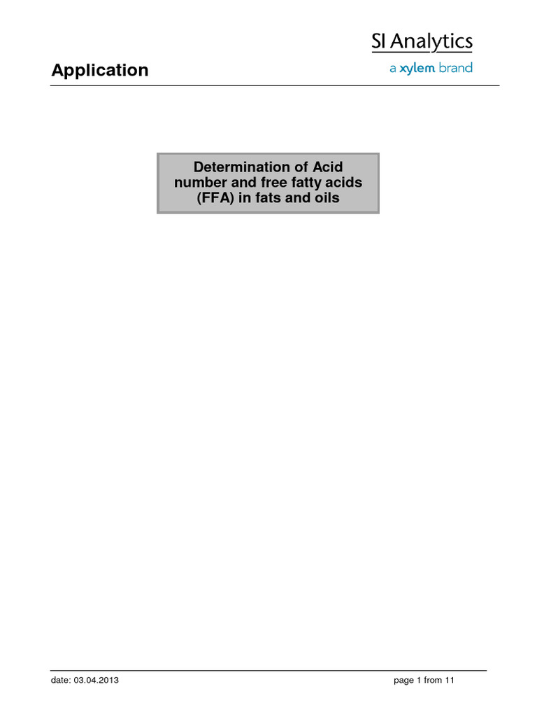 Acid Number & FFA Testing in Oils | PDF | Titration | Chemistry