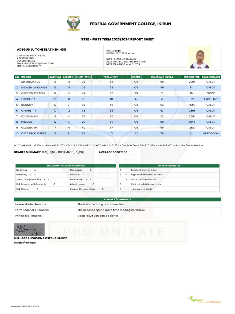 SS3E First Term Report 2023/2024 | PDF