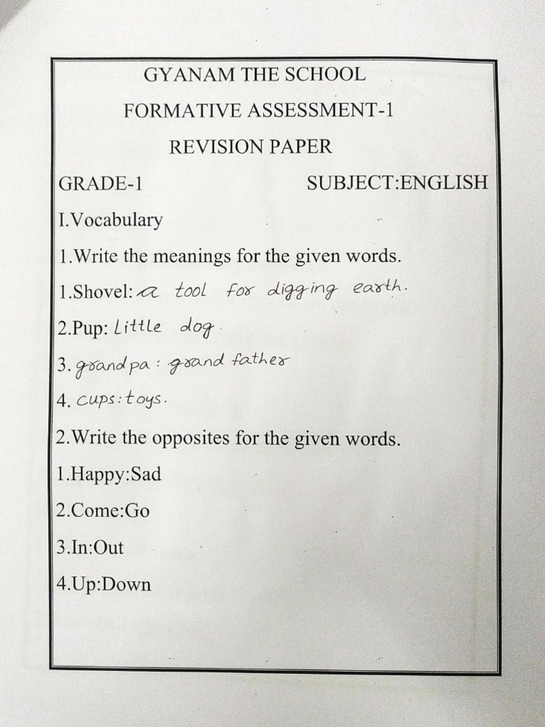 Grade 1 FA1 RP | PDF