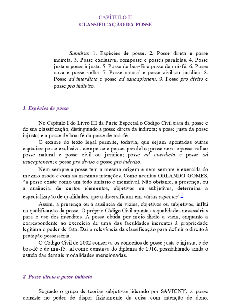 Classificação da Posse no Código Civil | PDF | Posse (jurídico ...