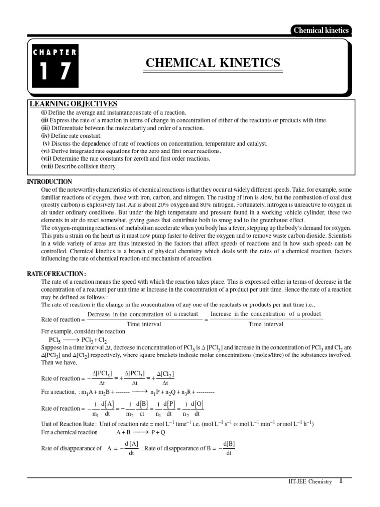 Chemical Kinetics Short Notes | PDF | Reaction Rate | Chemical Kinetics
