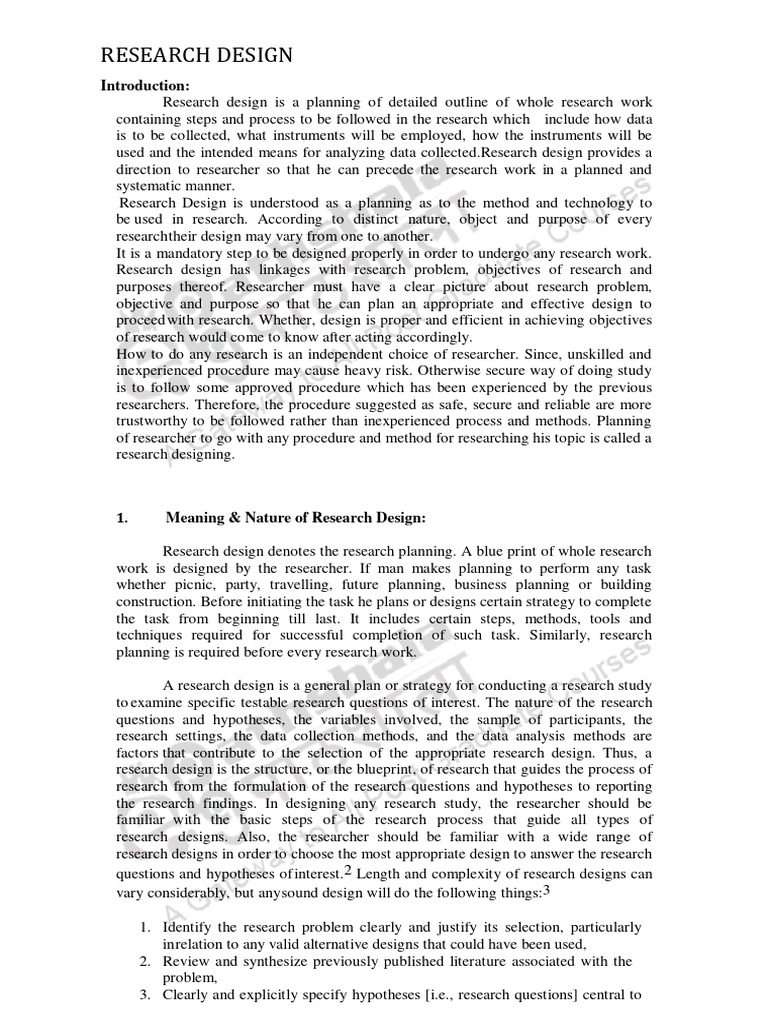 Research Design Pdf Methodology Hypothesis