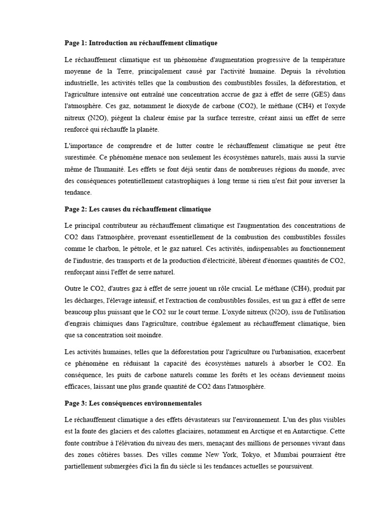 Causes et conséquences du changement climatique | PDF | Effet de serre ...