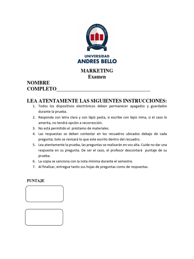 Examen MKT | PDF | Producto (Negocio) | Marketing