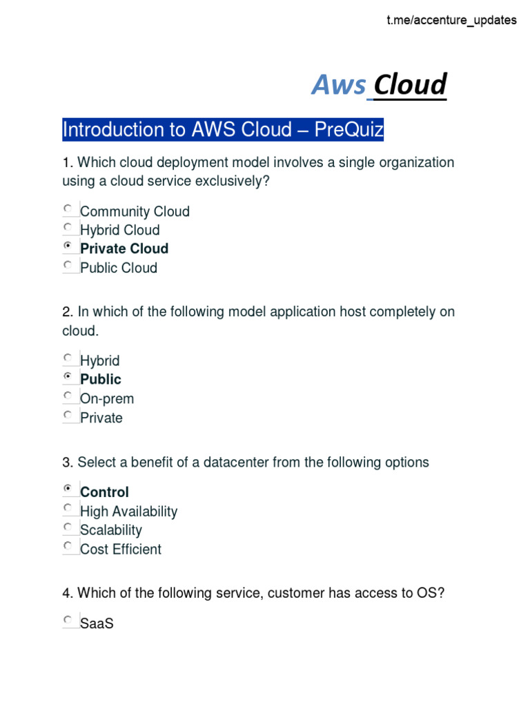 Aws Quizz @accenture - Updates | PDF | Cloud Computing | Software As A ...
