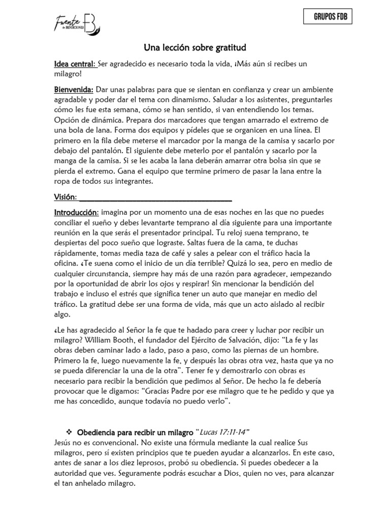 La Importancia de la Gratitud en la Fe | PDF | Gratitud
