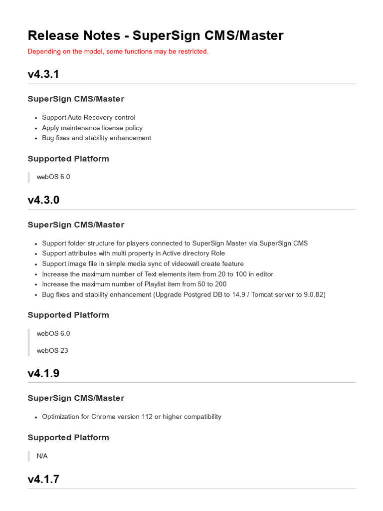 Release Notes v4.3.1 | PDF | World Wide Web | Internet & Web