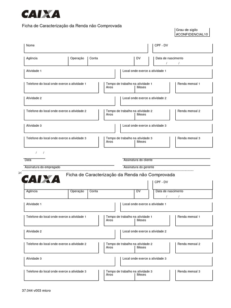 Ficha de Renda Informal | PDF