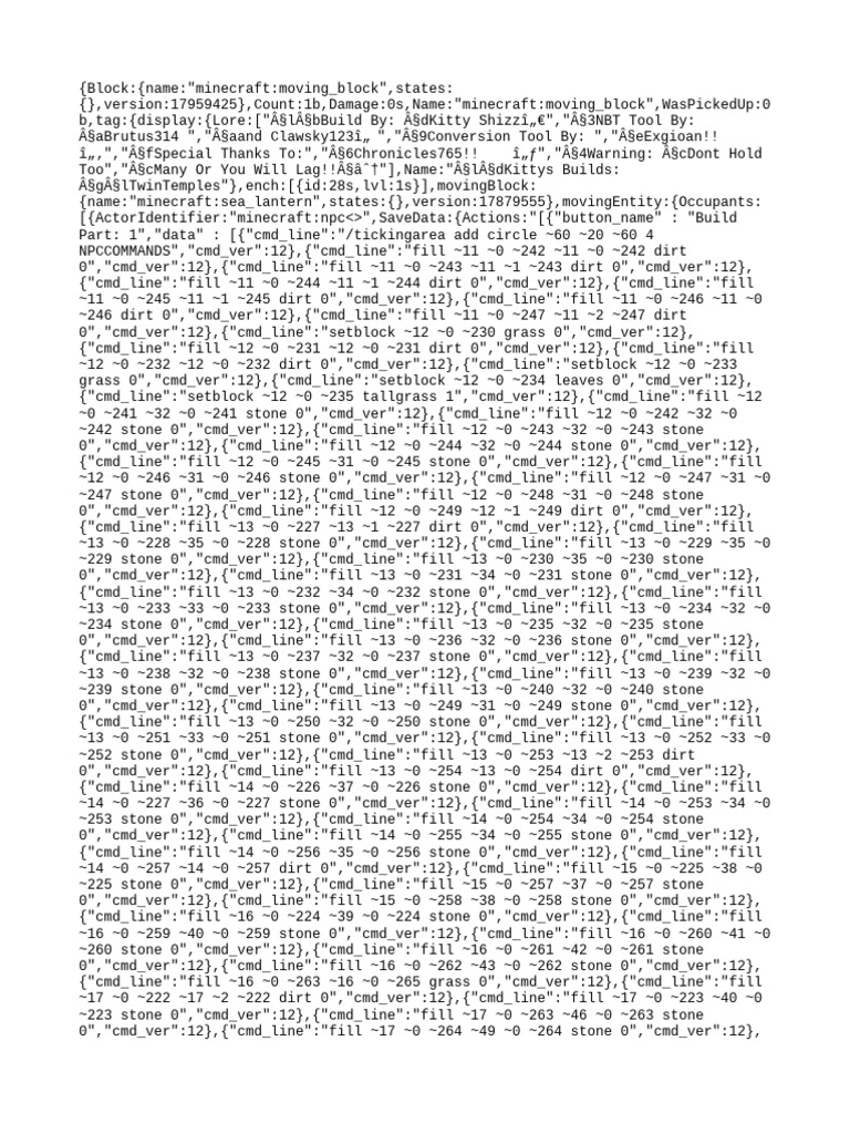 Minecraft Moving Block NBT Data | PDF