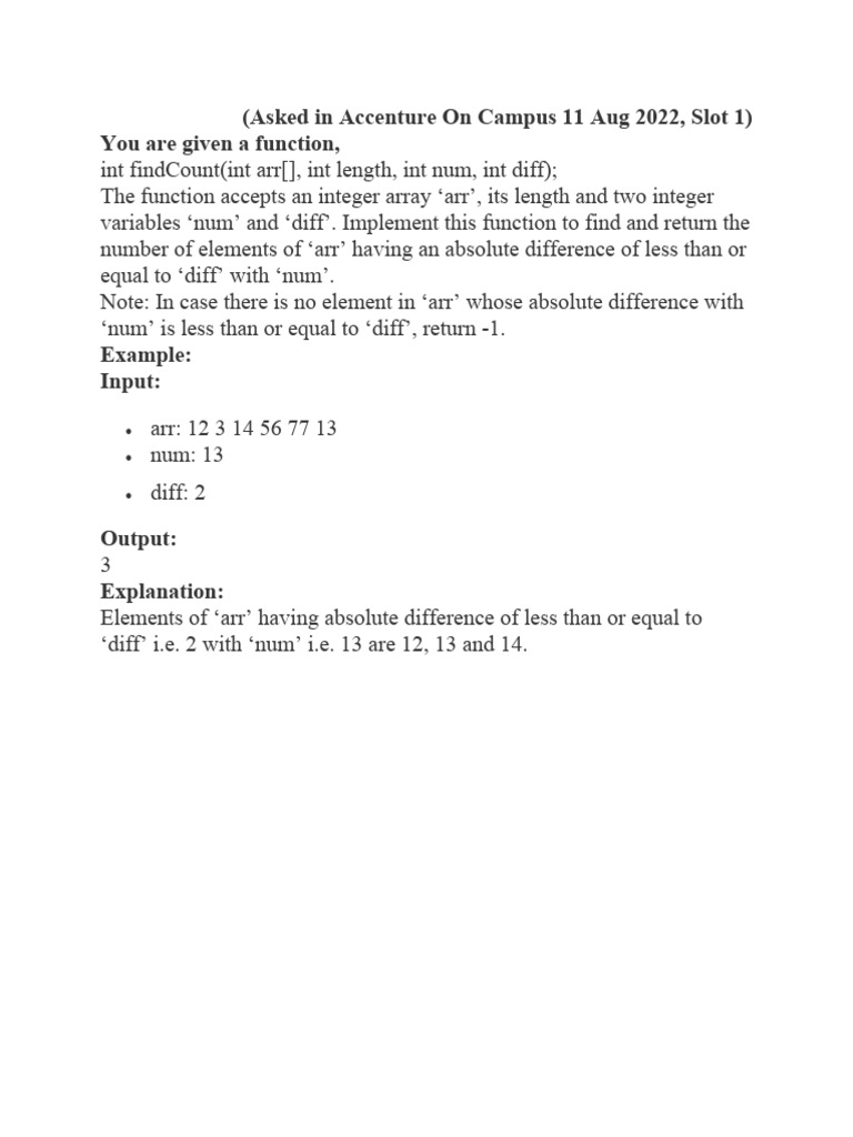 Count Elements by Difference in Array | PDF