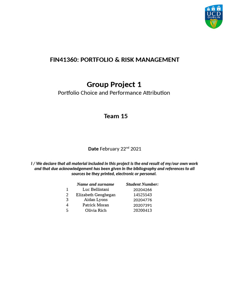Portfolio Choice & Risk Management Analysis | PDF | Modern Portfolio ...