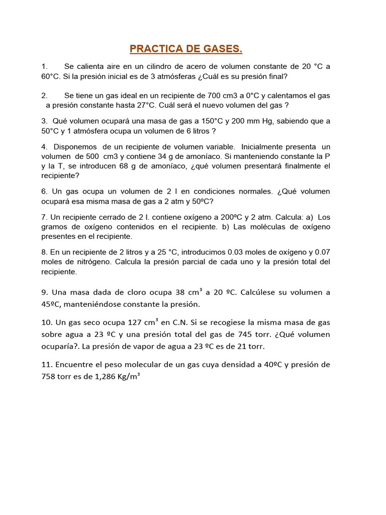 Ejercicios Resueltos de Gases Ideales | PDF | Ciencia y matemáticas