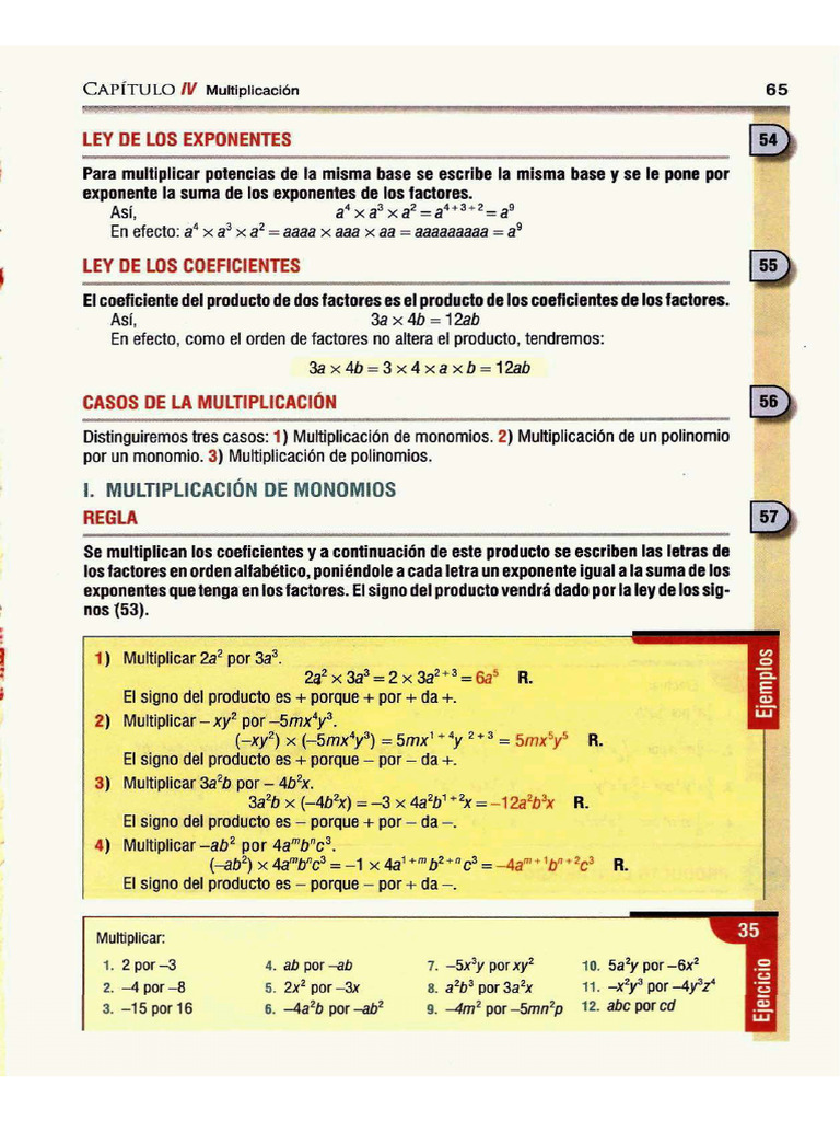 Multiplicacion de Expresiones Algebraicas | PDF