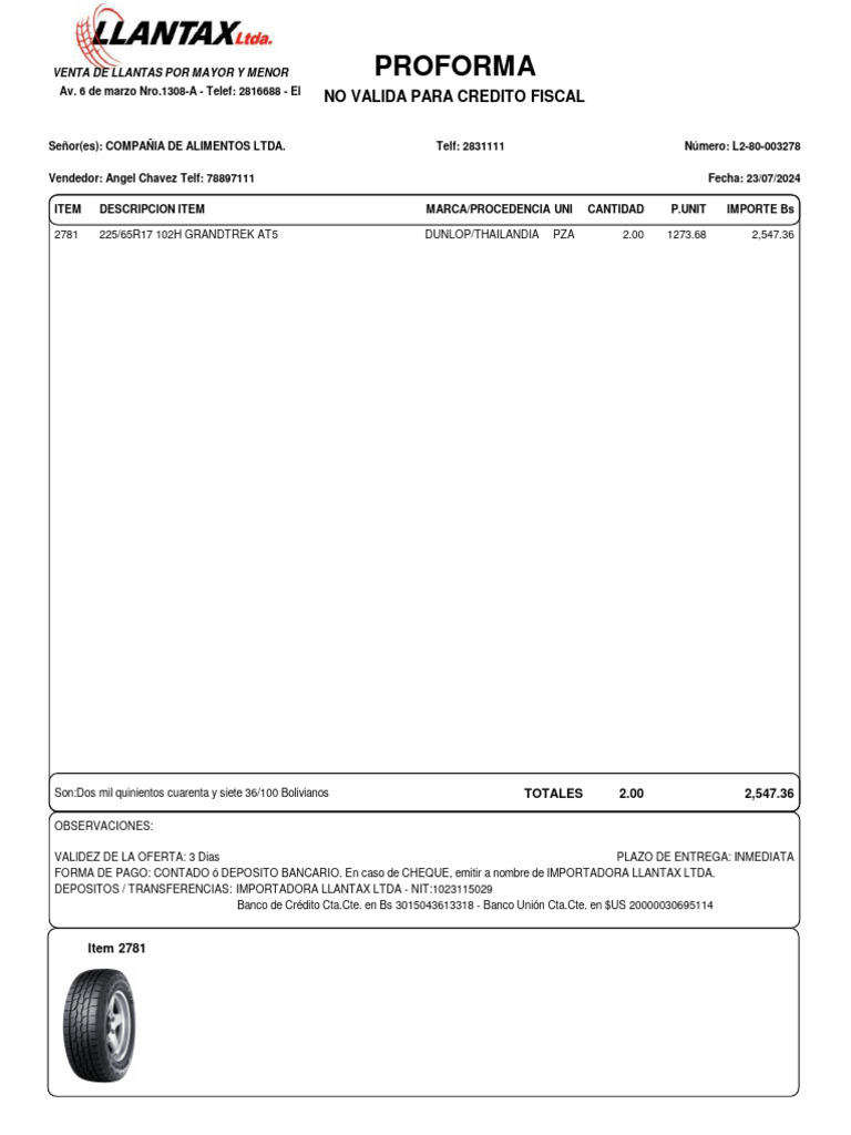 Proforma #3278 | PDF