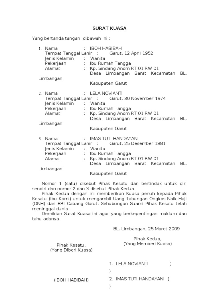 Contoh Surat Kuasa Ahli Waris Tabungan Contoh Lif Co Id