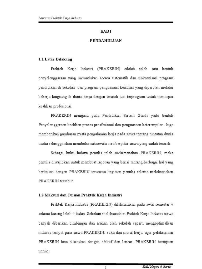 Contoh Laporan Pkl Busana Butik