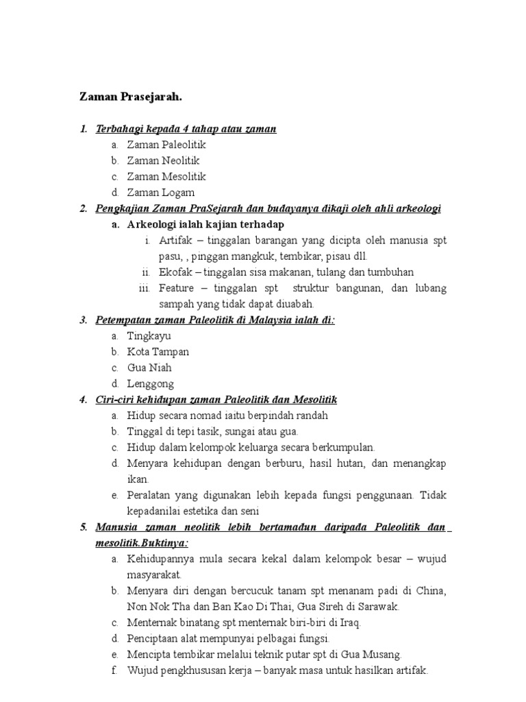 Zaman Prasejarah
