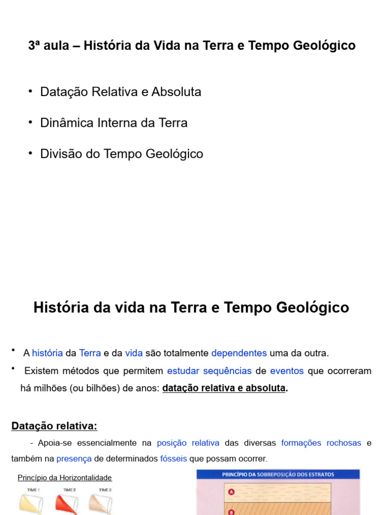 Aula 03 hist ria da vida na terra e tempo geol gico pdf geologia