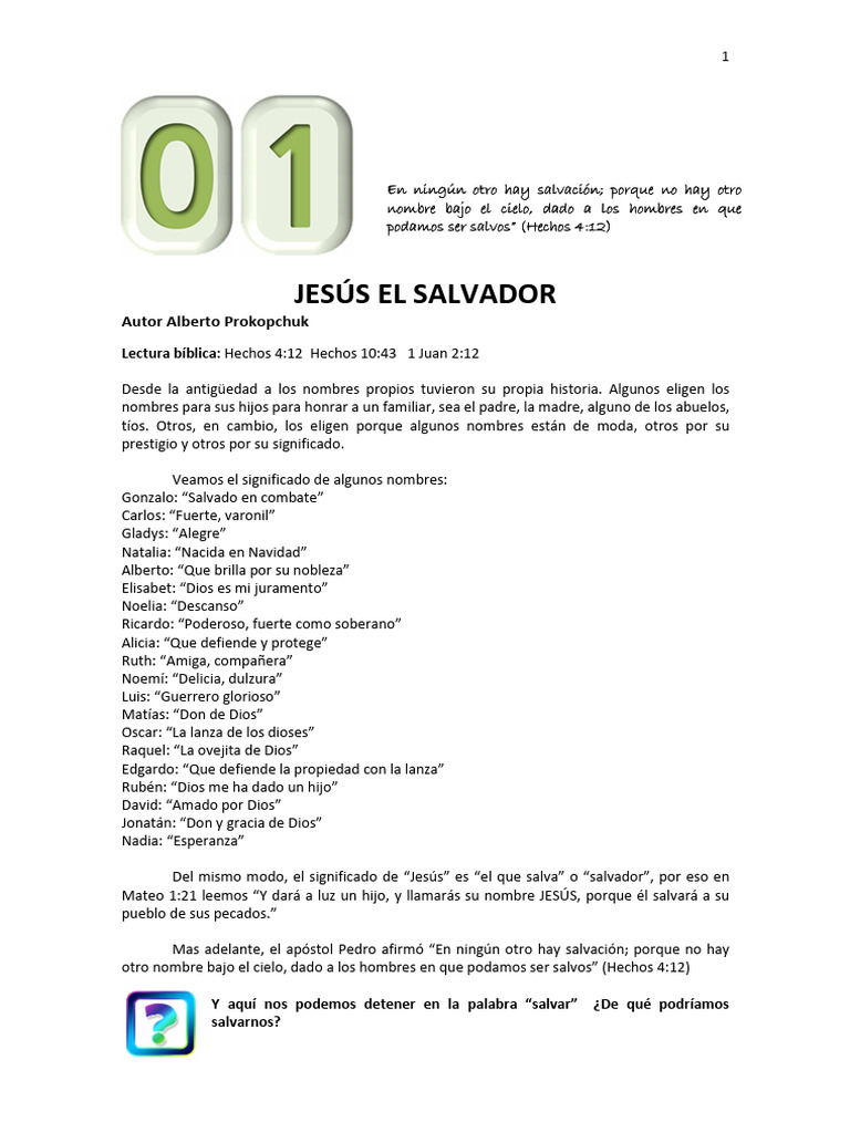 01 Jesus El Salvador | PDF | Pecado | Creencia religiosa y doctrina