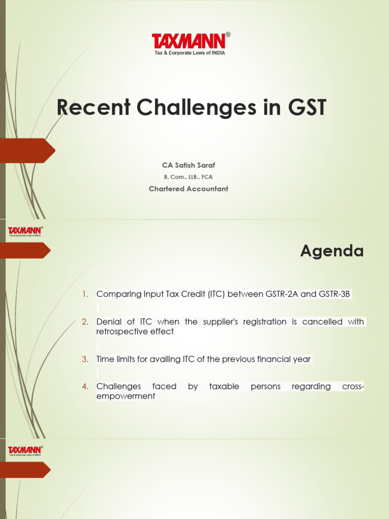 GST Input Tax Credit Challenges Explained | PDF | Invoice | Payments