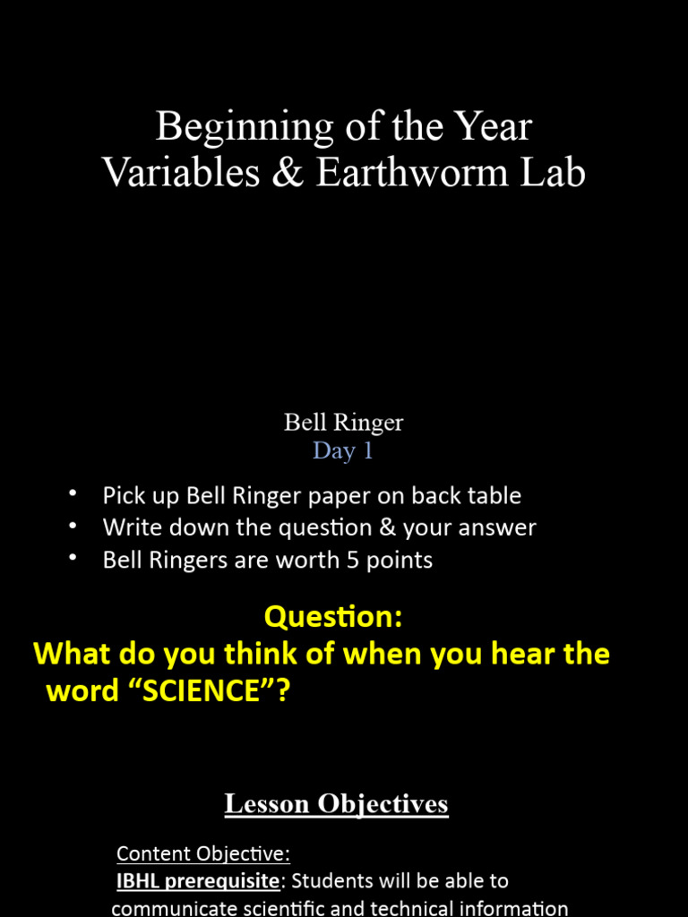 Earthworm Lab: Variables & Experimentation | PDF | Experiment ...