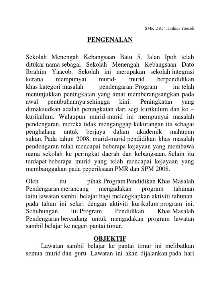 Surat Maklumbalas Lawatan Kerja Ladang