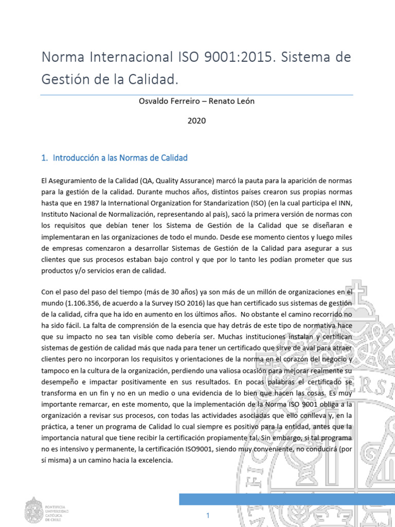 Norma Internacional ISO 9001 - 2015 | PDF | Gestión de la calidad ...