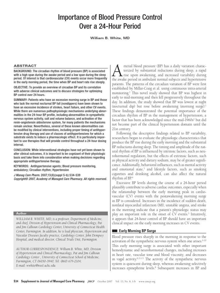 White 2015 Importance of Blood Pressure Control Over A 24 Hour Period ...
