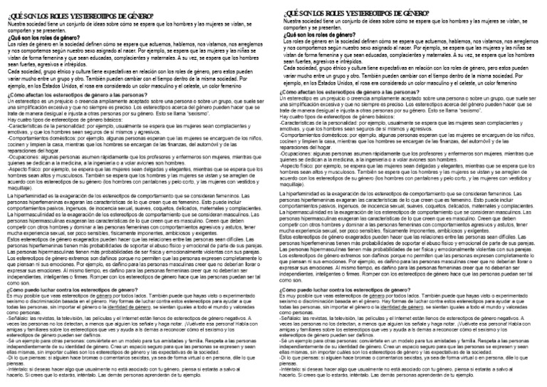 Roles y Estereotipos de Género | PDF | Género | Estudios de género