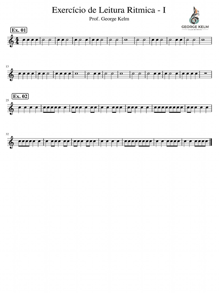 Exercícios de Leitura Ritmica e Musical I | PDF