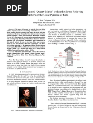 Analysis of the Painted 'Quarry Marks' within the Stress Relieving Chambers of the Great Pyramid of Giza