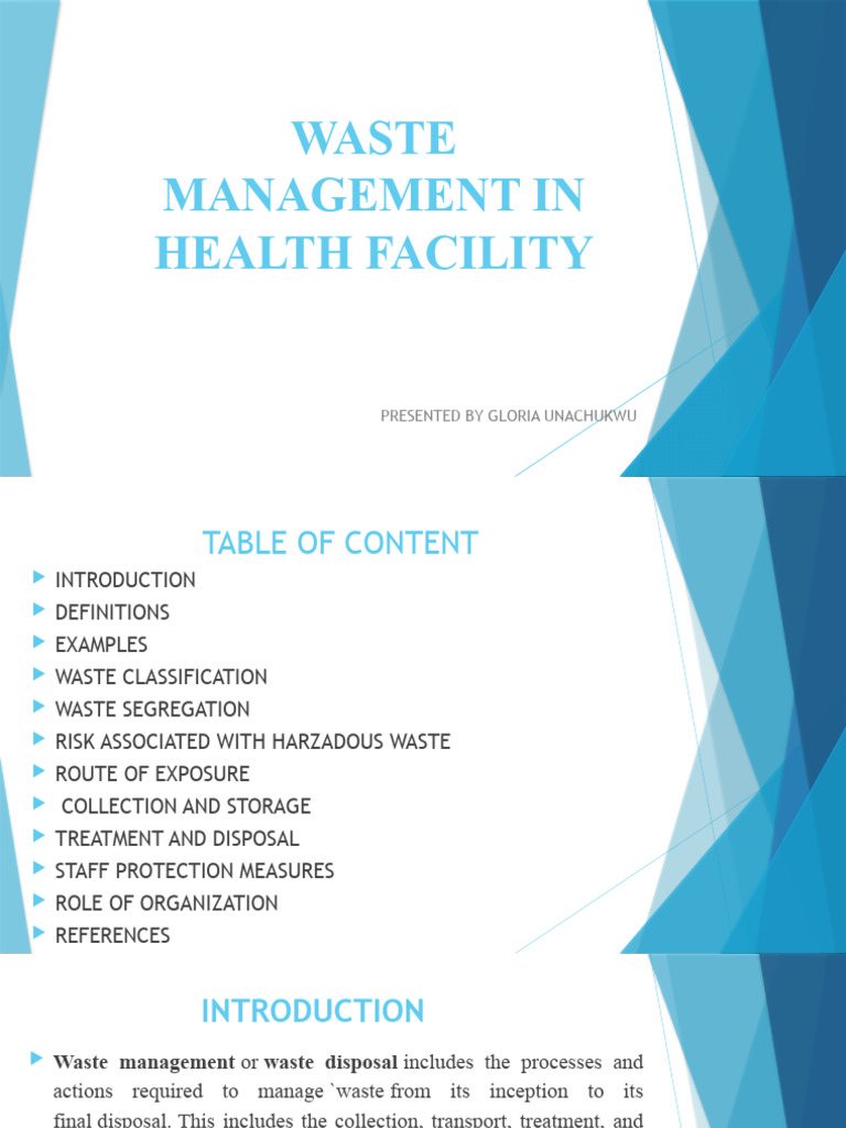 Waste Management in Health Facility | PDF | Waste | Waste Management