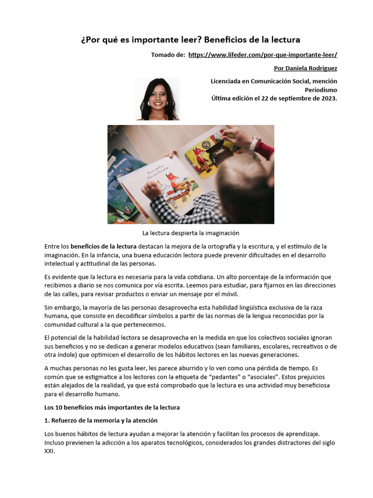 Beneficios Clave de la Lectura | PDF | Pensamiento | Aprendizaje