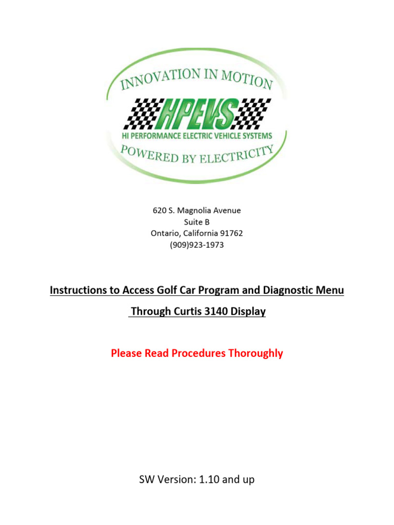 Golf Car Programming Guide for Curtis 3140 | PDF | Menu (Computing ...