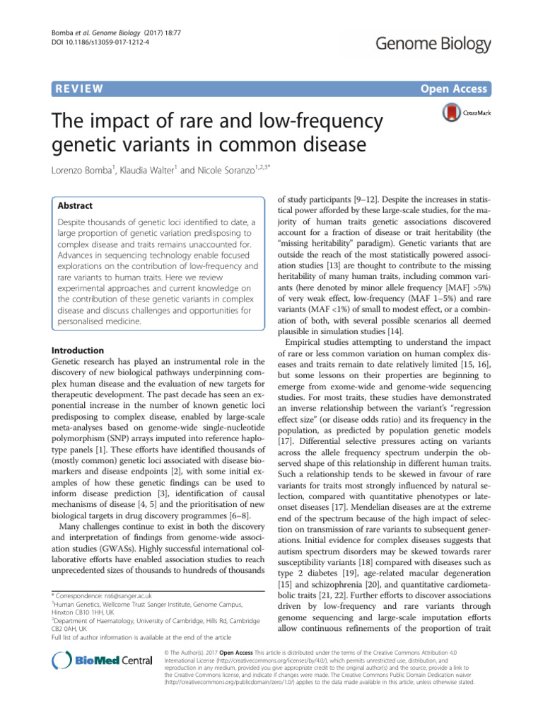 The Impact of Rare and Low-Frequency Genetic Variants in Common Disease ...