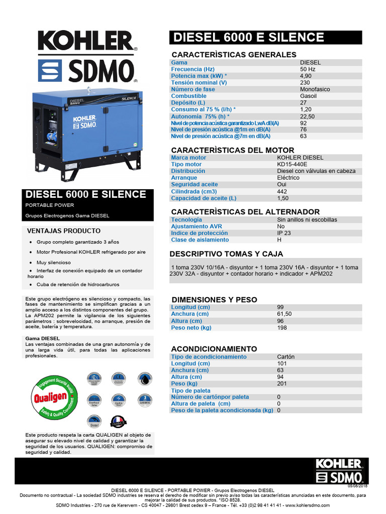 Diesel 6000e Silence | PDF | Combustible diesel | Ingenieria Eléctrica