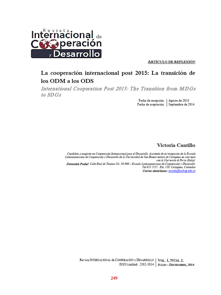 La Cooperación Internacional Post 2015: La Transición de Los ODM A Los ...