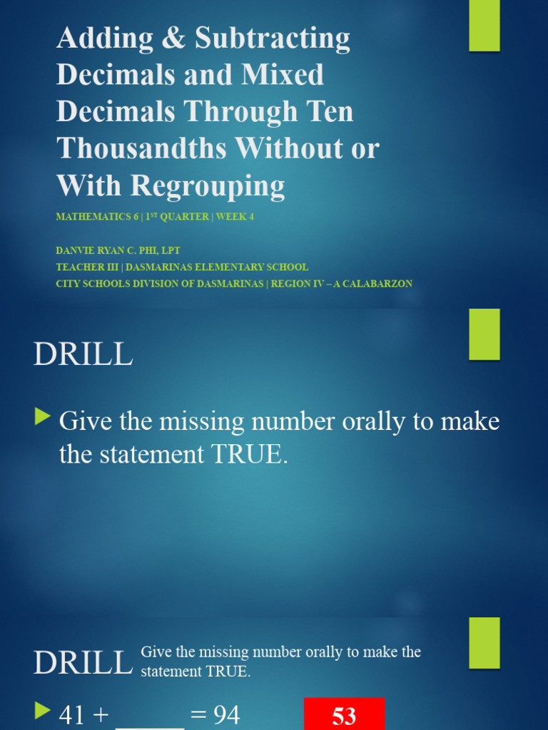 Math 6 Q1 Week 4 Day 2 | PDF | Subtraction | Mathematics